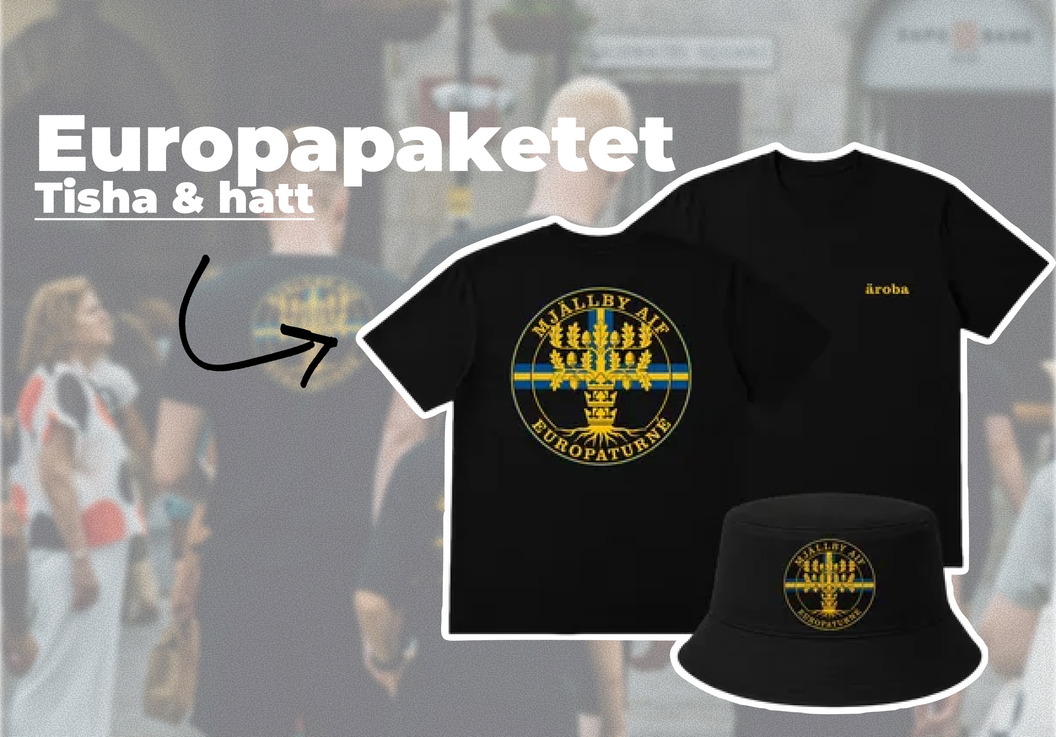 Polyestertygrulle framför en tifo på läktaren